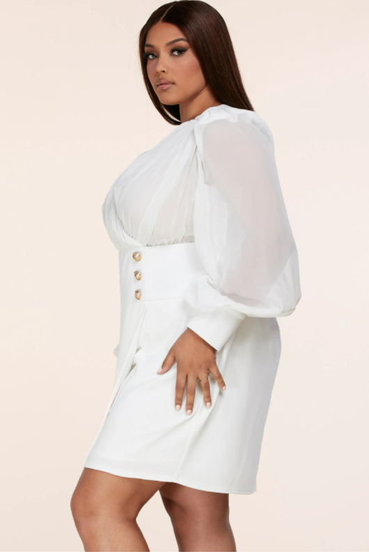 White long sleeve dress plus size deals