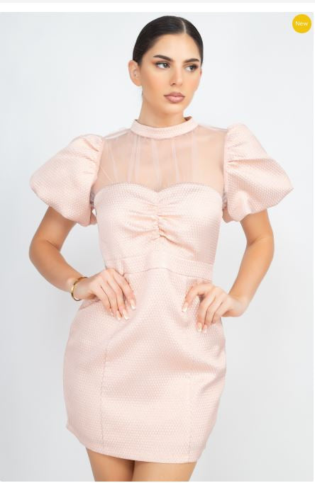 Bubble Sleeve Mini Dress