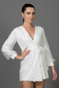 White Sequins Mini Dress