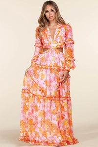 Spring Floral Print Maxi Dress