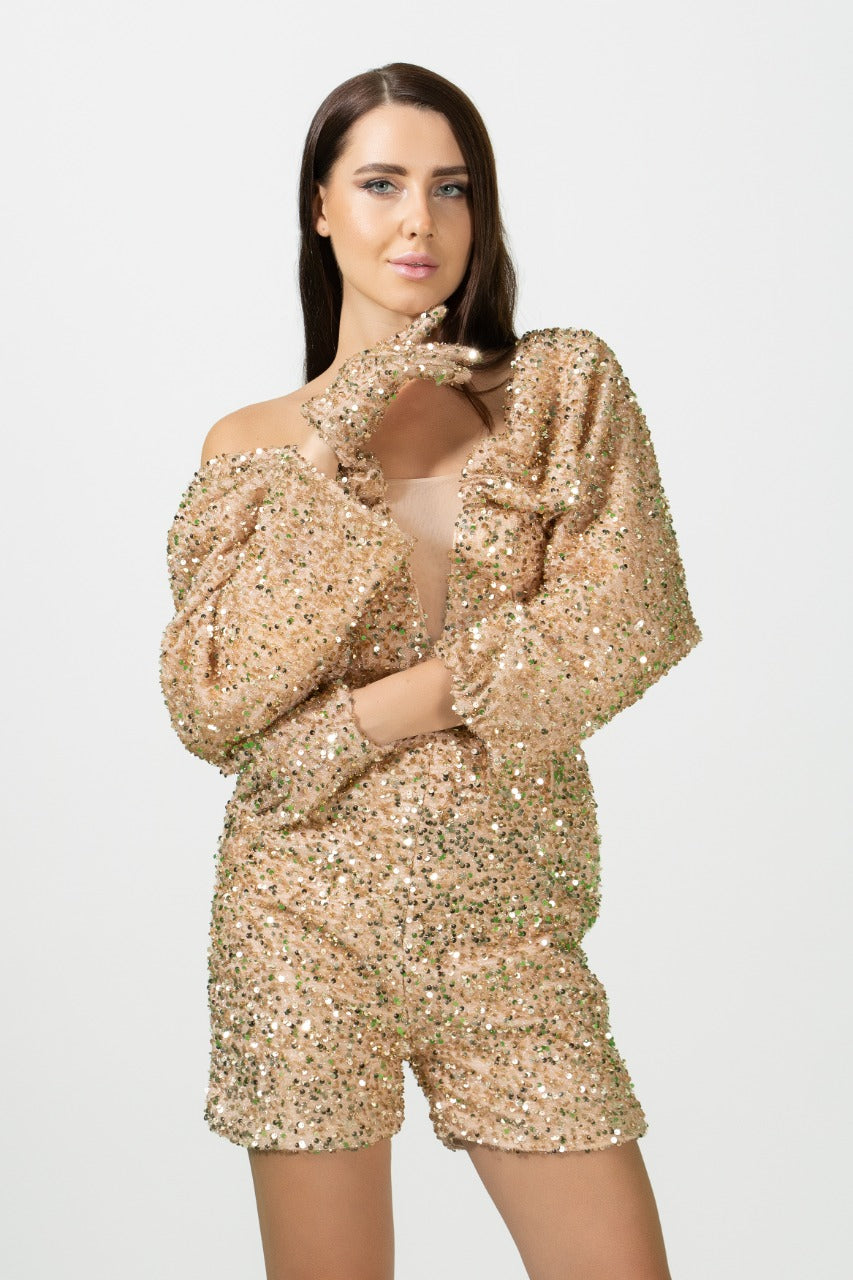 Sequined Tulle Jumpsuit