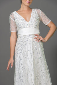 White Elegant Sequins Evening Dress